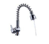 All Copper Spring Kitchen Faucet Pulls Out Spray Head Kitchen Sink Faucet Cold Water Mixer Chrome Plated Polished Single Handle