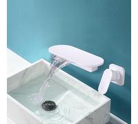 All Copper Square Black Wall Mount Bathtub Basin Faucet Waterfall Washbasin Faucet