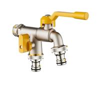 All Copper Tap Water Faucet Indoor and Outdoor One Into Two Out 4 Points Courtyard Garden Double Flower for Gardens Household Industry(Color 3)