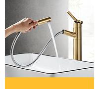 All Copper Telescopic hot and Cold wash Basin, Toilet Basin, countertop Basin, Bathroom Basin, washbasin, Pull-Out Faucet, Brushed Gold high Pull-Out (rotatable)