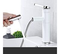 All Copper Telescopic hot and Cold wash Basin Toilet top Basin Bathroom washbasin Pull-Out Faucet, White Gold high Pull-Out