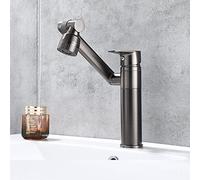All Copper Toilet Faucet hot and Cold Water washbasin washbasin Multi-Function Lucky cat countertop Basin Shampoo can be rotated, Antique high (Double Outlet)