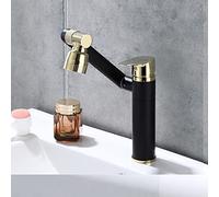 All Copper Toilet Faucet hot and Cold Water washbasin washbasin Multi-Function Lucky cat countertop Basin Shampoo can be rotated, Antique high (Double Outlet)