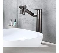 All Copper Toilet Faucet hot and Cold Water washbasin washbasin Multi-Function Lucky cat countertop Basin Shampoo can be rotated, Antique high (Double Outlet)
