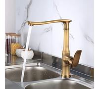 All Copper Vegetable Pot Rotatable Hot and Cold Water Sink Kitchen Faucet, Black Antique,Archaize-A