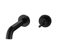 All-Copper Wall-Mounted Hot and Cold Basin Tap Brushed American Concealed Basin Tap Embedded Wall-Mounted Bathtub Tap (Black)