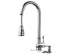 All Copper Wiredrawing Kitchen Faucet With Pull Out Spray Head Cold Water Mixer Single Handle Sink Plating