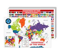 All Countries and Flags of The World Educational Map | Great Learning Tool for Kids and Adults | 80lb Cardstock (216gsm) | 11 x 17” | 10 per Pack