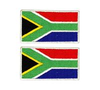 All Countries Embroidered Flag Patches Set of 2 - 7 x 4 cm Iron On and Sew On Badges for Jackets, Hats, Backpacks, Jeans, Vests and DIY Craft Projects. (South Africa)