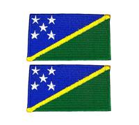 All Countries Embroidered Flag Patches Set of 2 - 7 x 4 cm Iron On and Sew On Badges for Jackets, Hats, Backpacks, Jeans, Vests and DIY Craft Projects. (Solomon Islands)