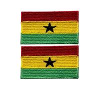 All Countries Embroidered Flag Patches Set of 2 - 7 x 4 cm Iron On and Sew On Badges for Jackets, Hats, Backpacks, Jeans, Vests and DIY Craft Projects. (Ghana)