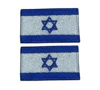 All Countries Embroidered Flag Patches Set of 2 - 7 x 4 cm Iron On and Sew On Badges for Jackets, Hats, Backpacks, Jeans, Vests and DIY Craft Projects. (Israel)