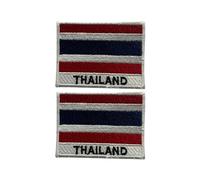 All Countries Embroidered Patches Flag with Name Set of 2 (7 x 5 cm) - Iron On and Sew On Badges for Jackets, Hats, Backpacks, Jeans, Vests and DIY Craft Projects. (Thailand)