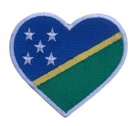 All Countries Heart Flag Patch (6.5 x 7 cm) - Embroidered Iron-On/Sew-On Badge National Emblem for Jackets, Backpacks, Hats, Vests, Bags and DIY Crafts. (Solomon Islands)