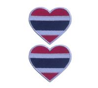 All Countries Heart Flag Patch Set of 2 - 6.5 x 7 cm Embroidered Iron/Sew On Badge National Emblem for Jackets, Backpacks, Hats, Vests, Bags and DIY Crafts. (Thailand)