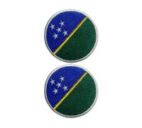 All Countries Round Flag Patches Set of 2 - (6 cm) Embroidered Iron/Sew On for Jackets, Hats, Backpacks, Jeans, Vests and DIY Craft Projects. (Solomon Islands)