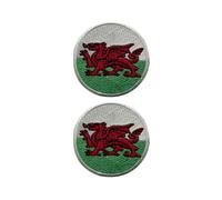 All Countries Round Flag Patches Set of 2 - (6 cm) Embroidered Iron/Sew On for Jackets, Hats, Backpacks, Jeans, Vests and DIY Craft Projects. (Wales)
