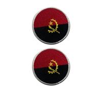 All Countries Round Flag Patches Set of 2 - (6 cm) Embroidered Iron/Sew On for Jackets, Hats, Backpacks, Jeans, Vests and DIY Craft Projects. (Angola)