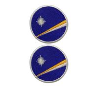 All Countries Round Flag Patches Set of 2 - (6 cm) Embroidered Iron/Sew On for Jackets, Hats, Backpacks, Jeans, Vests and DIY Craft Projects. (Marshall Islands)