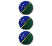 All Countries Round Flag Patches Set of 3 - 6 cm Embroidered Iron/Sew On for Jackets, Hats, Backpacks, Jeans, Vests and DIY Craft Projects. (Solomon Islands)