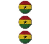 All Countries Round Flag Patches Set of 3 - 6 cm Embroidered Iron/Sew On for Jackets, Hats, Backpacks, Jeans, Vests and DIY Craft Projects. (Ghana)