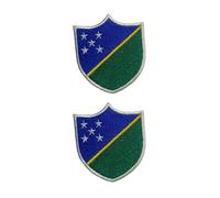 All Countries Shield Flag Patch Set of 2 - 6.3 x 5.5 cm Embroidered Iron/Sew On National Flag Badge for Travel, Jacket, Backpack, Hat, Clothes and DIY Crafts. (Solomon Islands)