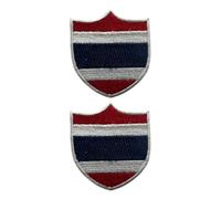 All Countries Shield Flag Patch Set of 2 - 6.3 x 5.5 cm Embroidered Iron/Sew On National Flag Badge for Travel, Jacket, Backpack, Hat, Clothes and DIY Crafts. (Thailand)