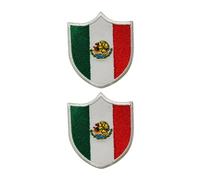 All Countries Shield Flag Patch Set of 2 - 6.3 x 5.5 cm Embroidered Iron/Sew On National Flag Badge for Travel, Jacket, Backpack, Hat, Clothes and DIY Crafts. (Mexico)