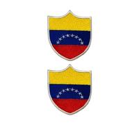 All Countries Shield Flag Patch Set of 2 - 6.3 x 5.5 cm Embroidered Iron/Sew On National Flag Badge for Travel, Jacket, Backpack, Hat, Clothes and DIY Crafts. (Venezuela)