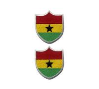 All Countries Shield Flag Patch Set of 2 - 6.3 x 5.5 cm Embroidered Iron/Sew On National Flag Badge for Travel, Jacket, Backpack, Hat, Clothes and DIY Crafts. (Ghana)