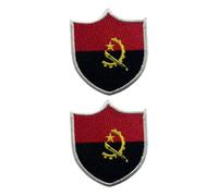 All Countries Shield Flag Patch Set of 2 - 6.3 x 5.5 cm Embroidered Iron/Sew On National Flag Badge for Travel, Jacket, Backpack, Hat, Clothes and DIY Crafts. (Angola)