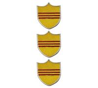 All Countries Shield Flag Patch Set of 3 - Embroidered Iron/Sew On National Flag Badge - 6.3 x 5.5 cm for Travel, Jacket, Backpack, Hat, Clothes and DIY Crafts. (South Vietnam)