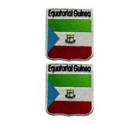 All Countries Shield Flag Patch with Name Set of 2 - Embroidered Iron-On/Sew-On Badge 6 x 7 cm National Emblem for Jackets, Backpacks, Hats, Vests, Bags and DIY Crafts. (Equatorial Guinea)