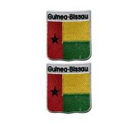 All Countries Shield Flag Patch with Name Set of 2 - Embroidered Iron-On/Sew-On Badge 6 x 7 cm National Emblem for Jackets, Backpacks, Hats, Vests, Bags and DIY Crafts. (Guinea-Bissau)