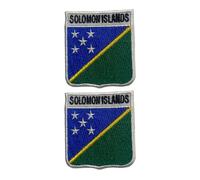 All Countries Shield Flag Patch with Name Set of 2 - Embroidered Iron-On/Sew-On Badge 6 x 7 cm National Emblem for Jackets, Backpacks, Hats, Vests, Bags and DIY Crafts. (Solomon Islands)