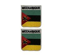 All Countries Shield Flag Patch with Name Set of 2 - Embroidered Iron-On/Sew-On Badge 6 x 7 cm National Emblem for Jackets, Backpacks, Hats, Vests, Bags and DIY Crafts. (Mozambique)