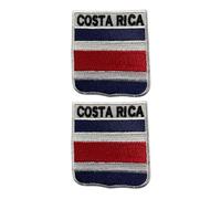 All Countries Shield Flag Patch with Name Set of 2 - Embroidered Iron-On/Sew-On Badge 6 x 7 cm National Emblem for Jackets, Backpacks, Hats, Vests, Bags and DIY Crafts. (Costa Rica)