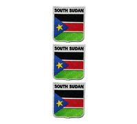 All Countries Shield Flag Patch with Name Set of 3 - Embroidered Iron-On/Sew-On Badge 6 x 7 cm National Emblem for Jackets, Backpacks, Hats, Vests, Bags and DIY Crafts. (South Sudan)