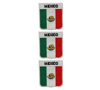 All Countries Shield Flag Patch with Name Set of 3 - Embroidered Iron-On/Sew-On Badge 6 x 7 cm National Emblem for Jackets, Backpacks, Hats, Vests, Bags and DIY Crafts. (Mexico)