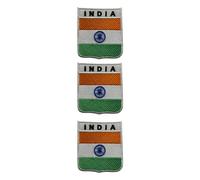 All Countries Shield Flag Patch with Name Set of 3 - Embroidered Iron-On/Sew-On Badge 6 x 7 cm National Emblem for Jackets, Backpacks, Hats, Vests, Bags and DIY Crafts. (India)