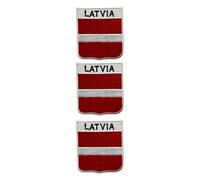 All Countries Shield Flag Patch with Name Set of 3 - Embroidered Iron-On/Sew-On Badge 6 x 7 cm National Emblem for Jackets, Backpacks, Hats, Vests, Bags and DIY Crafts. (Latvia)