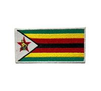 All Country Flag Patch (4.5 × 3 cm) - Embroidered Iron-On/Sew-On National Flag Badge for Jackets, Backpacks, Bags, Hats and DIY Craft Projects (Zimbabwe)