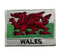 All Country Flag Patch with Name - 7×5 cm Embroidered Iron-On/Sew-On National Badge for Jackets, Backpacks, Caps, Bag and Clothing (Wales)