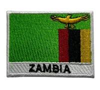 All Country Flag Patch with Name - 7×5 cm Embroidered Iron-On/Sew-On National Badge for Jackets, Backpacks, Caps, Bag and Clothing (Zambia)