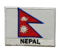 All Country Flag Patch with Name - 7×5 cm Embroidered Iron-On/Sew-On National Badge for Jackets, Backpacks, Caps, Bag and Clothing (Nepal)