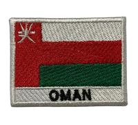 All Country Flag Patch with Name - 7×5 cm Embroidered Iron-On/Sew-On National Badge for Jackets, Backpacks, Caps, Bag and Clothing (Oman)