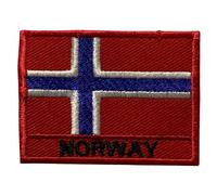 All Country Flag Patch with Name - 7×5 cm Embroidered Iron-On/Sew-On National Badge for Jackets, Backpacks, Caps, Bag and Clothing (Norway)