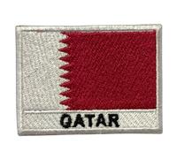 All Country Flag Patch with Name - 7×5 cm Embroidered Iron-On/Sew-On National Badge for Jackets, Backpacks, Caps, Bag and Clothing (Qatar)