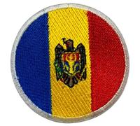 All Country Round Flag Patch 6cm - Embroidered Iron-On/Sew-On National Emblem Badge for Jackets, Backpacks, Hats, Bag and Tactical Gear (Moldova)
