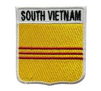 All Country Shield Flag Patch with Country Name Embroidered Iron-On/Sew-On Badge 6x7 cm National Emblem Patches for Jackets Backpacks Hats (South Vietnam)